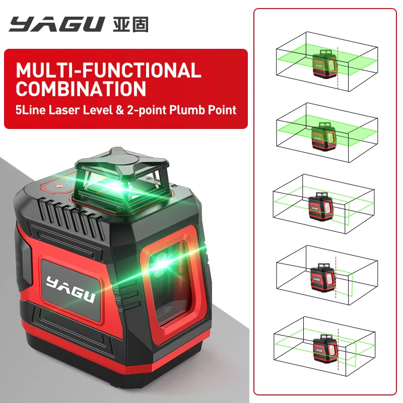 Imagem -04 - Yagu Linhas Laser Nível Cruz Verde Ferramenta Laser com Tripé Conjunto Linhas Verticais e Horizontais Rotação de 360 Graus Auto-nivelamento