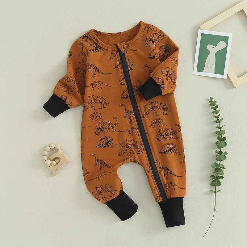 Western Baby Boys Girls Long Sleeve Jumpsuit Cow Print Zip Up  Romper Newborn Cowboy Coming Home Outfits