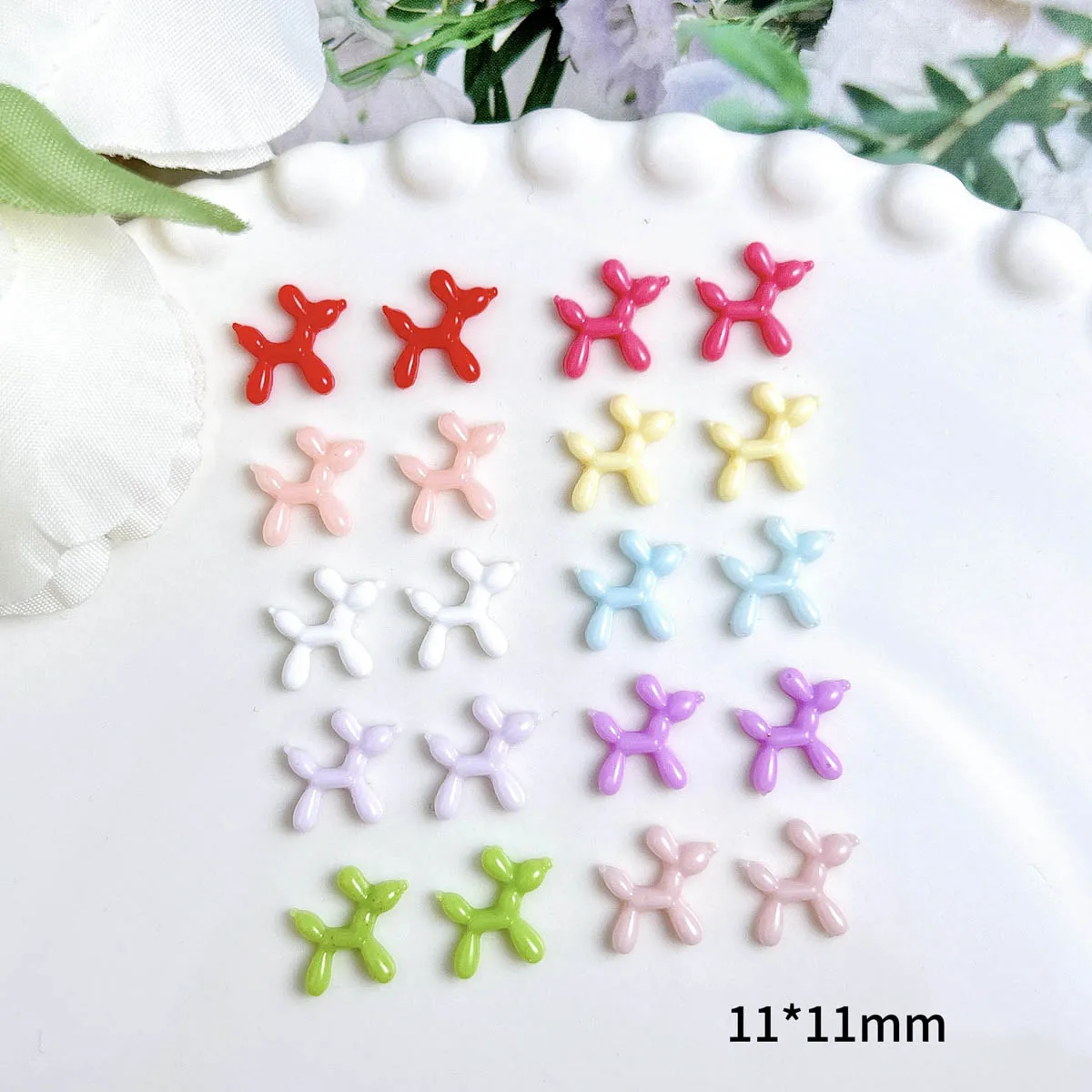 Dijes para decoración de uñas de cachorro de resina de Color dopamina mezclado al azar, brillo de dibujos animados, decoración artística de uñas para cachorros, accesorios de manicura DIY