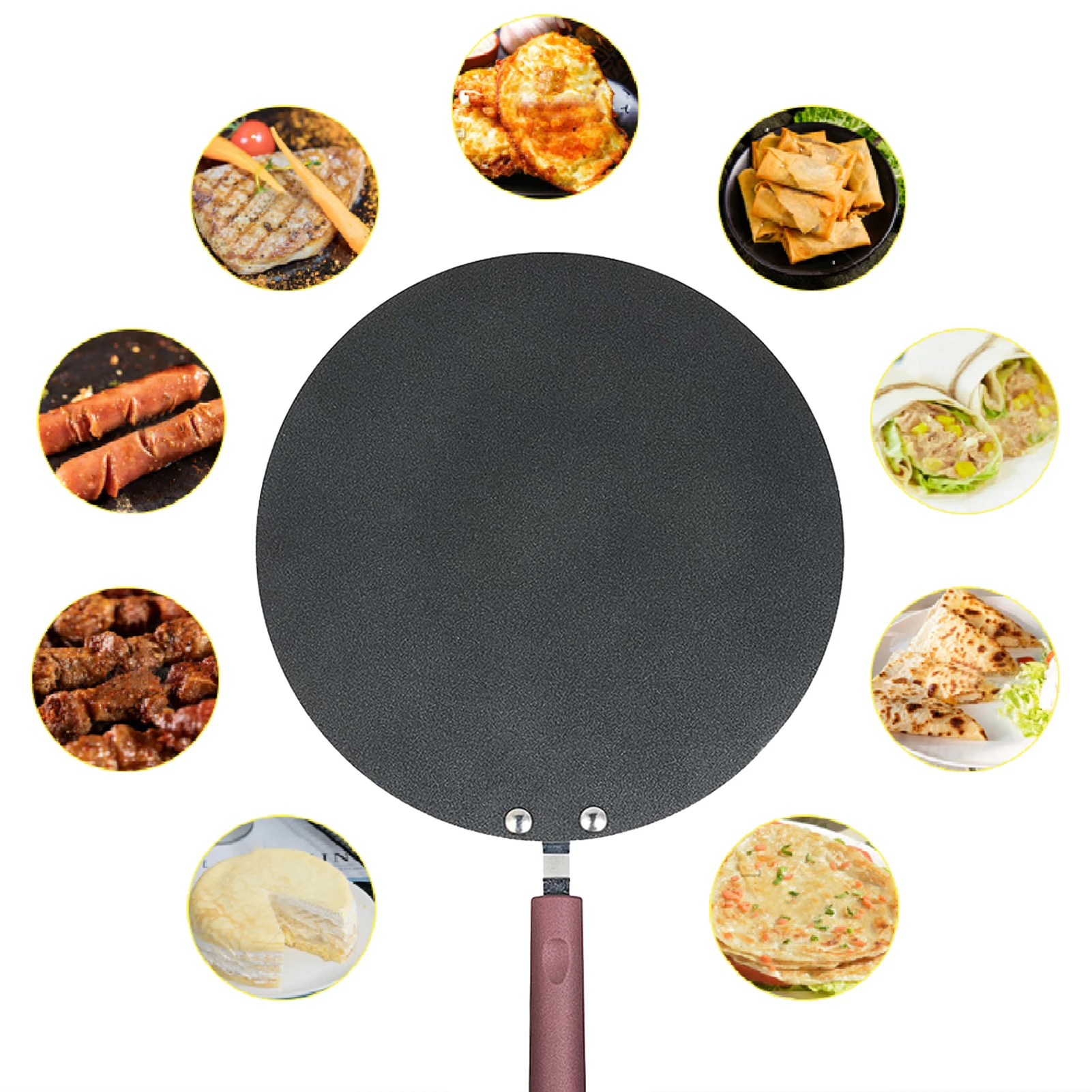 Pancake Pan Aluminum Alloy Crepe Maker Flat Pan Griddle Pan with Spreader & Spatula Crepe Maker Griddle Flat Pan