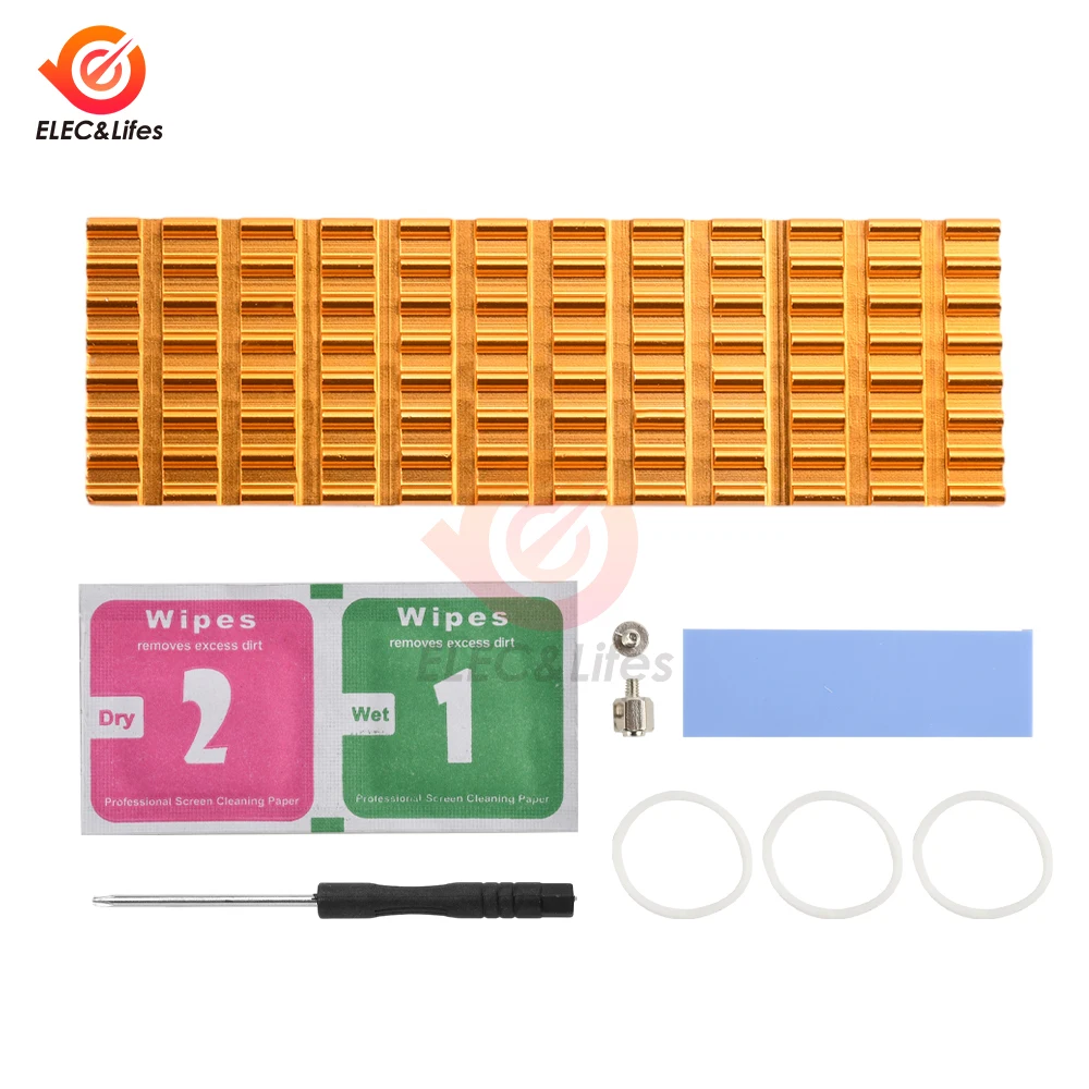 M.2 SSD NVMe Dissipatore di calore M2 2280 Guarnizione del dissipatore di calore in alluminio per disco rigido a stato solido con cuscinetto termico in silicone Accessori per PC