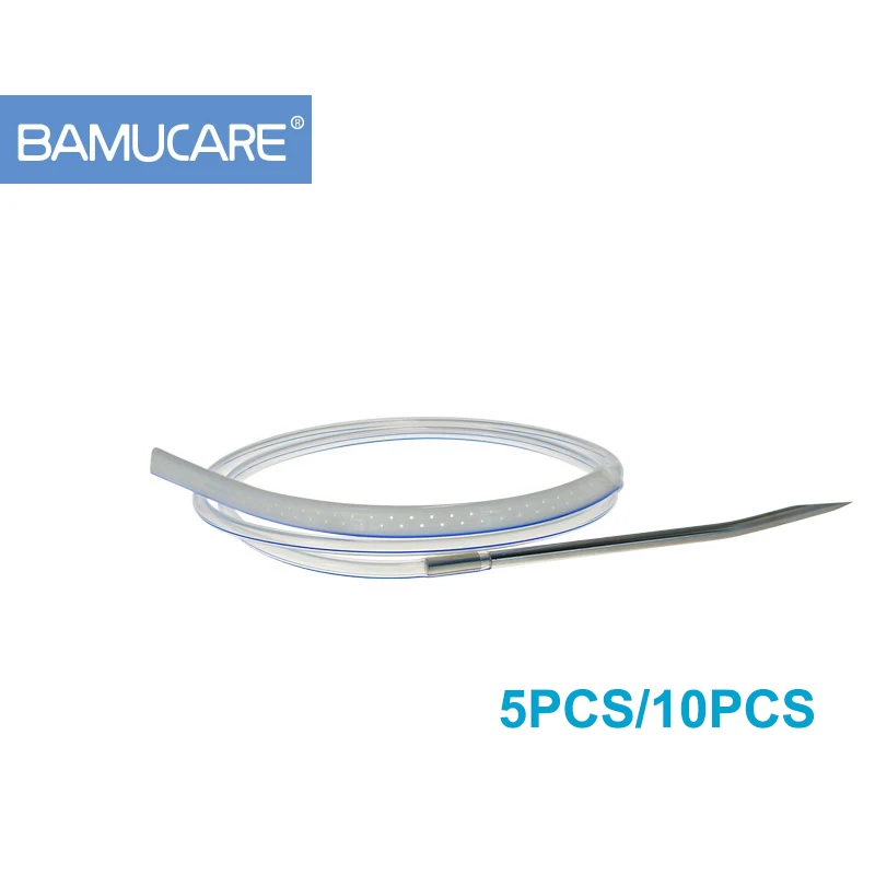 

BamuCare 5PCS/10PCS Silicone Perforated Flat Drain Tube with A Display Line For Wound Drainage Surgical Supplies Drainage Tube