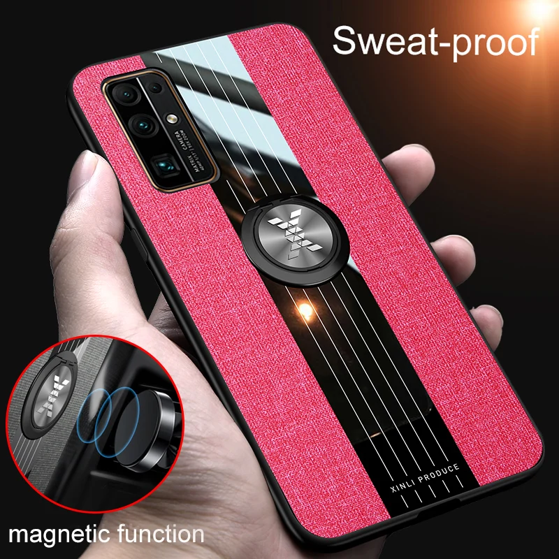 Cloth Case For Huawei Honor 8S 9i 10 20 For Honor 30 Pro 50 60 70 80 90 Pro Shockproof Ring Stand TPU Bumper Phone Back Cover