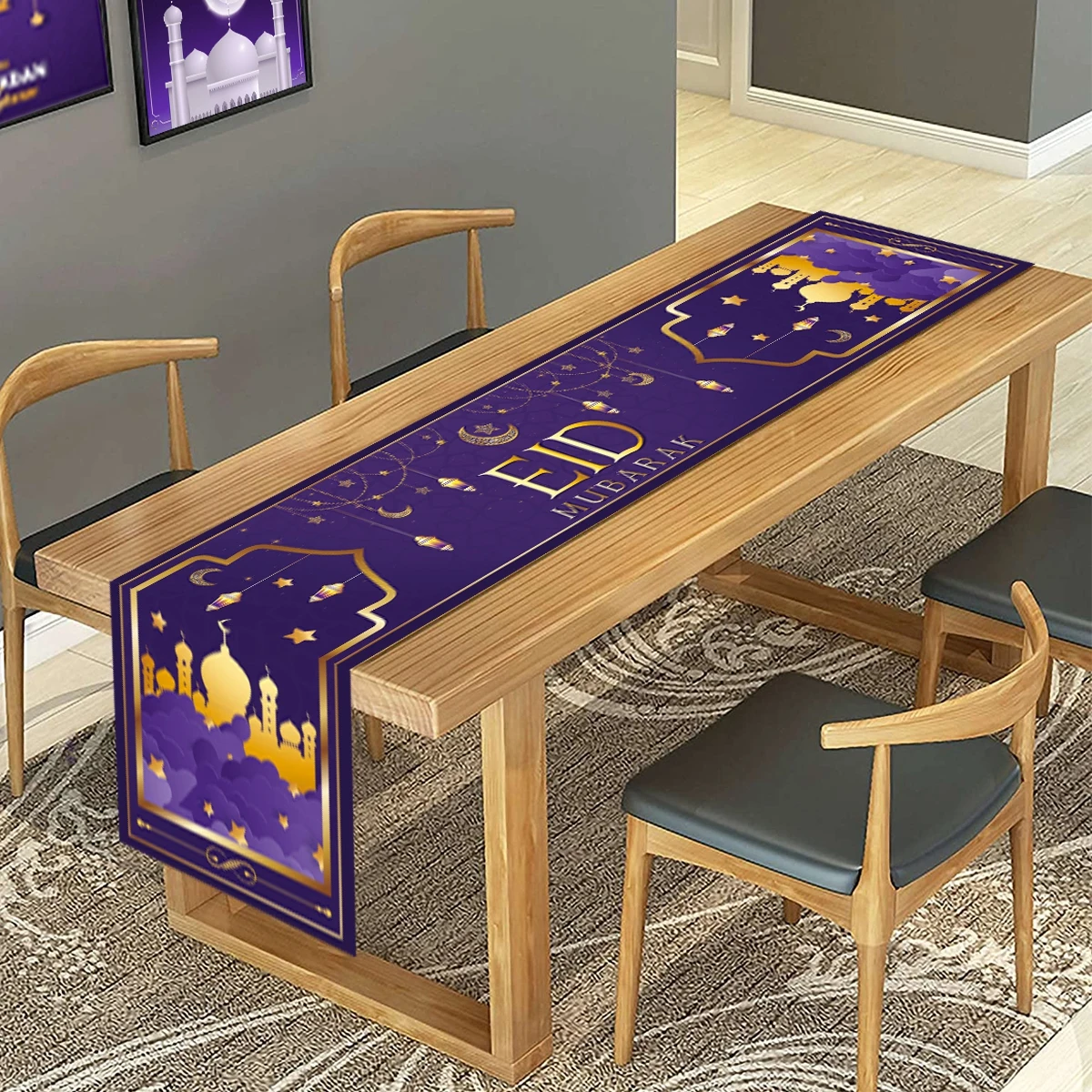 EID Mubarak Table Runner Ramadan Decorations For Home 2024 Ramadan Kareem Islamic Muslim Party Decoration Happy Eid Al Adha