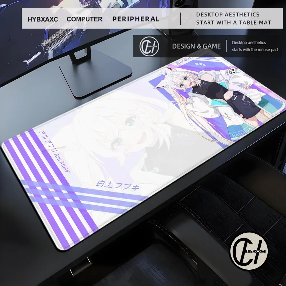 Gaming Mouse Pad Hololive Shirakami Fubuki Custom Home Computer Keyboard Pad Desk Mat Laptop Soft Anti-slip Table Mat Mousepad