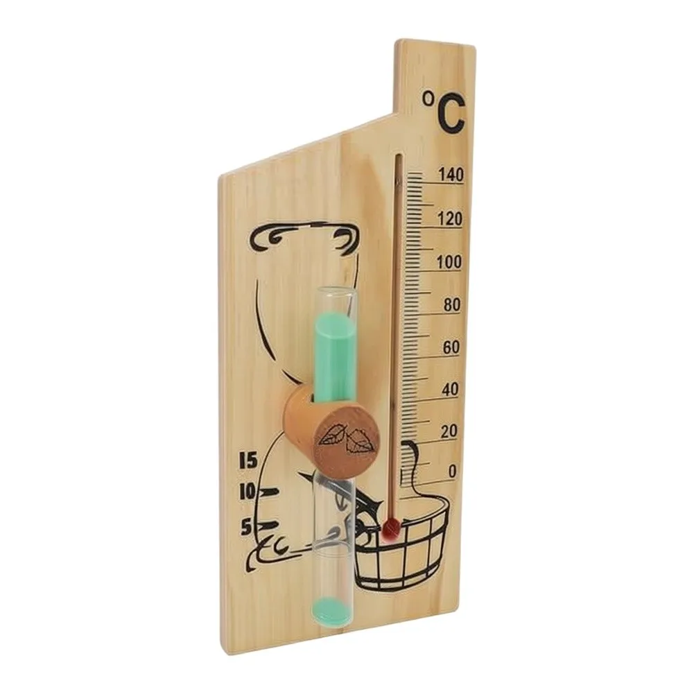 Elegant New Wooden Sauna Thermometer Hourglass Accurate 0‑140 Temperature Gauge For Indoor Sauna Room Spa Practical Accessory