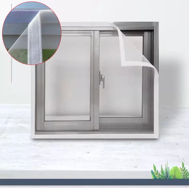 Konfigurowalne okno z białym ekranem, domowe zasłony odporne na komary i owady, samoprzylepna niewidoczna moskitiera, odłączana