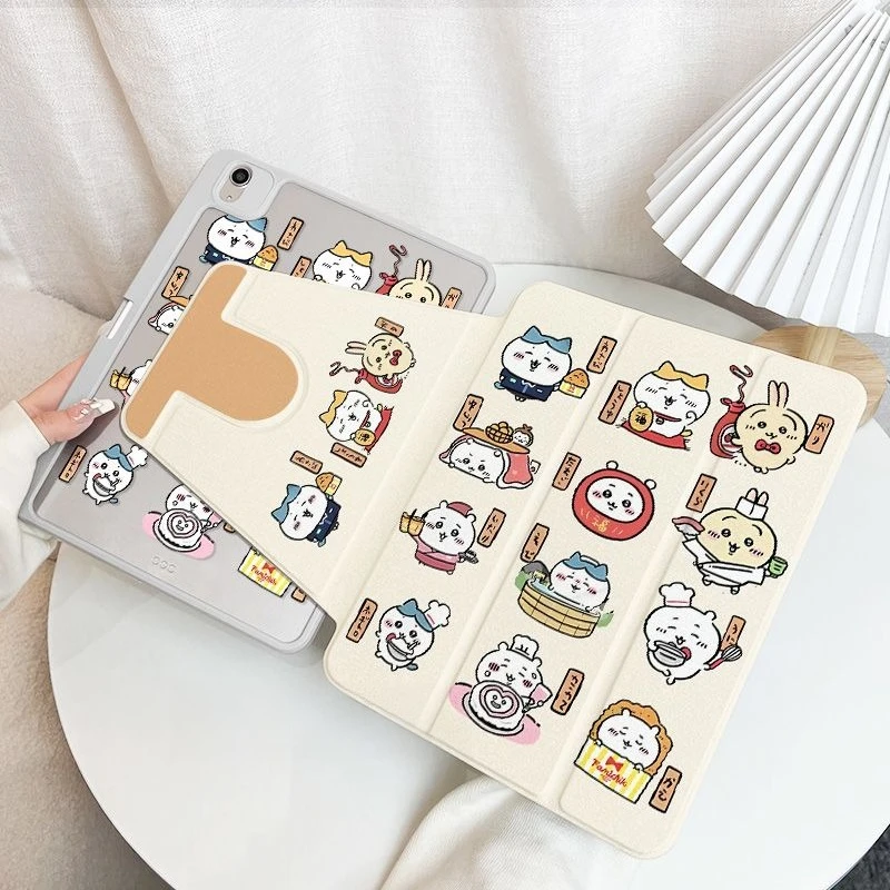 Cartoon Kawaii 720° Rotating Ipad Case New Style Clamshell Type Wear and Scratch Resistance Waterproof Dirt Tolerance Chiikawa