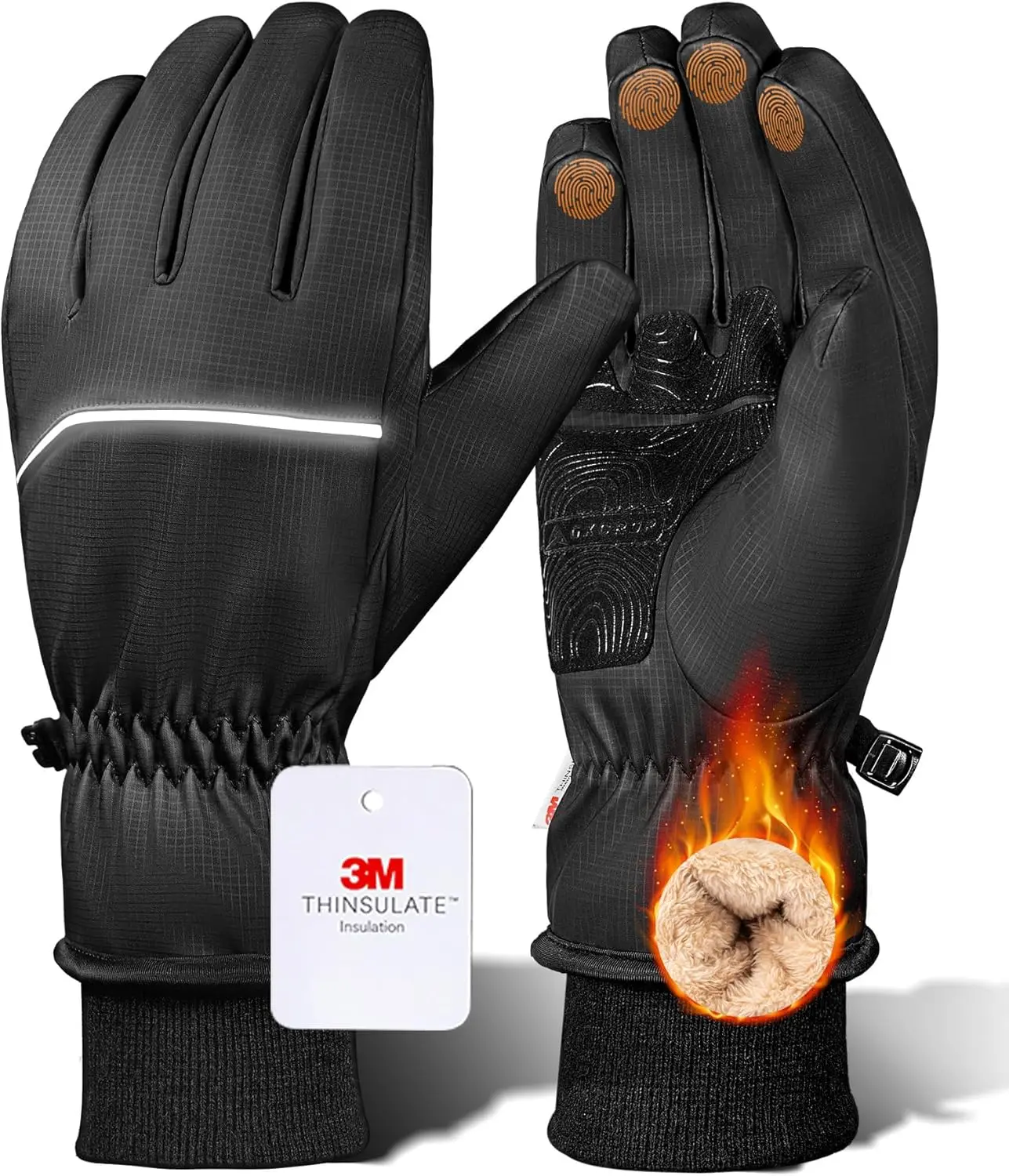 

Winter Touchscreen Gloves for Men & Women - 3M Thinsulate Thermal, Waterproof, for Skiing, Cycling, Shoveling