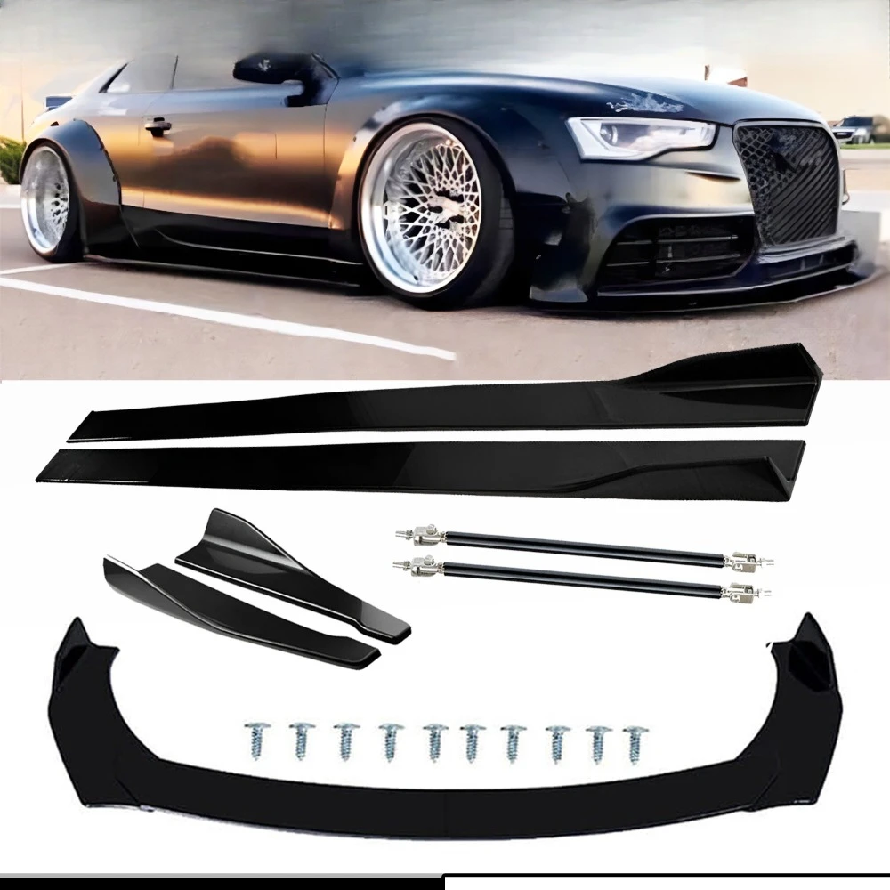 

For Audi A4 B8 A5 A7 S3 S4 Front Splitter Bumper Lip Spoiler Gloss Black Bod Kit United States