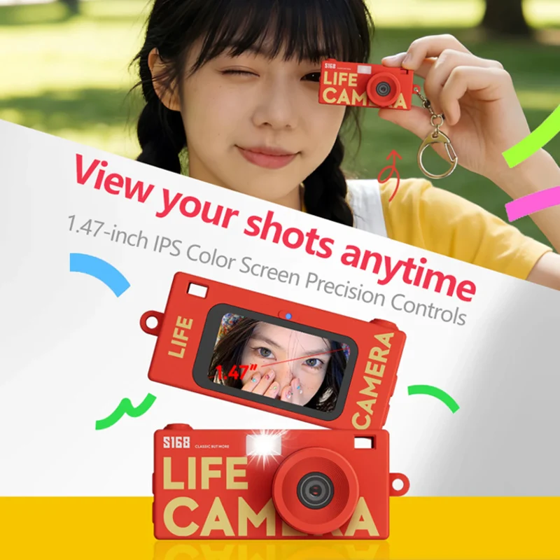 

Mini Digital Thumb Camera Pendant for Backpack with Screen Student Friendly HD Picture Upload to Mobile Perfect for Campus Life