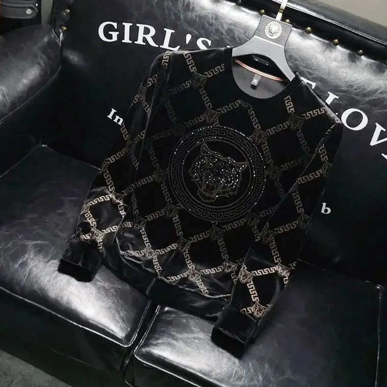 

Весенне-летняя облегающая базовая рубашка с круглым вырезом, европейская высококачественная мужская новая мужская футболка с длинными рукавами и принтом головы тигра