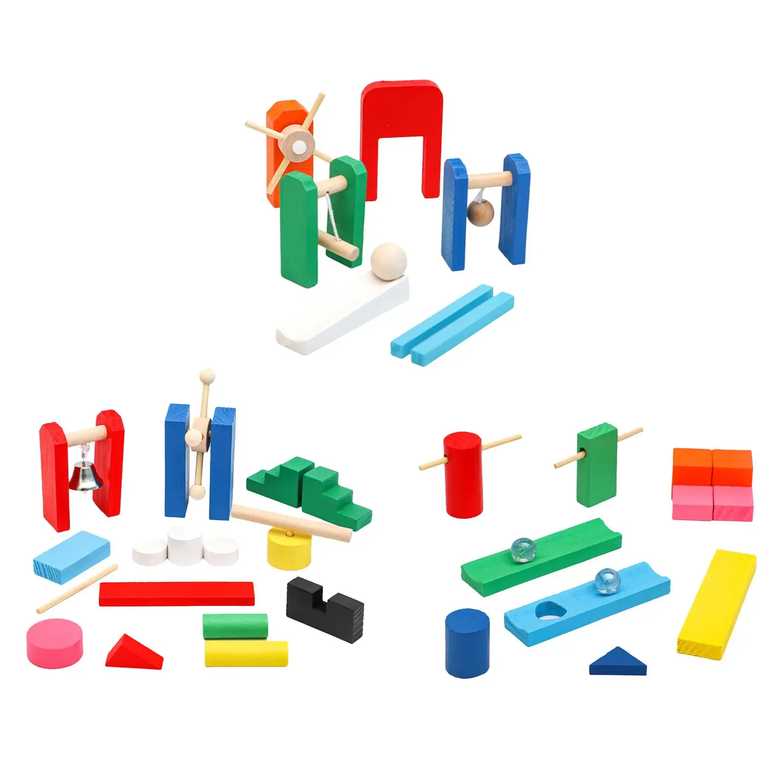 Colorful Wooden Blocks Set Birthday Gift Preschool Learning for Children Boys Girls