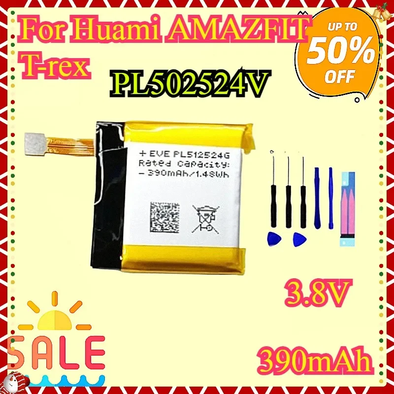 

New PL502524V 390mAh Replacement Battery For Huami AMAZFIT Trex T-rex verge lite global version gtr A1808 Smart Watch