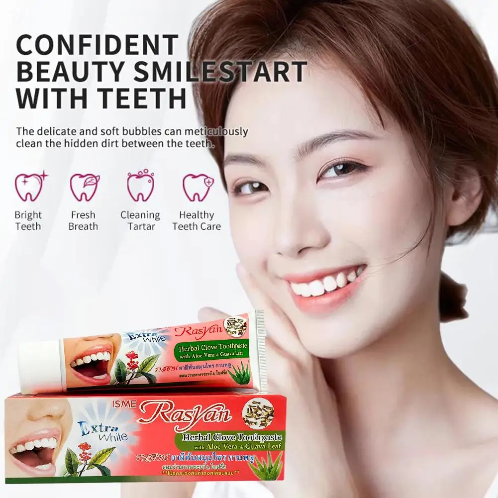 

Thailand Toothpaste Herb Clove Mint Flavor Teeth Whitening Remove Oral Stains Antibacterial Dental Dentifrice Care Dental D2D6