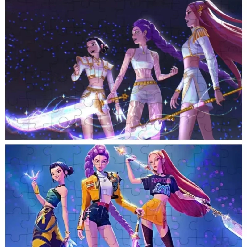 Anime Kpop Demon Hunters układanka puzzle Gra planszowa Rumi Mira Zoey Huntrix Wzór postaci Kolekcjonerski element dekoracyjny Zabawki dla dzieci Prezent