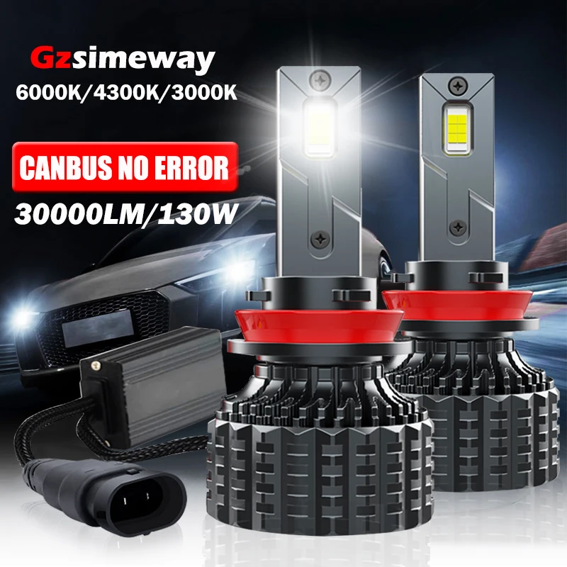 

2PCS 30000LM 130W H7 H4 H11 LED CANBUS Lamp H13 9004 H1 H3 H8 HB3 HB4 881 Car Headlight Bulbs 4300K 3000K Auto Fog Lights 6000K