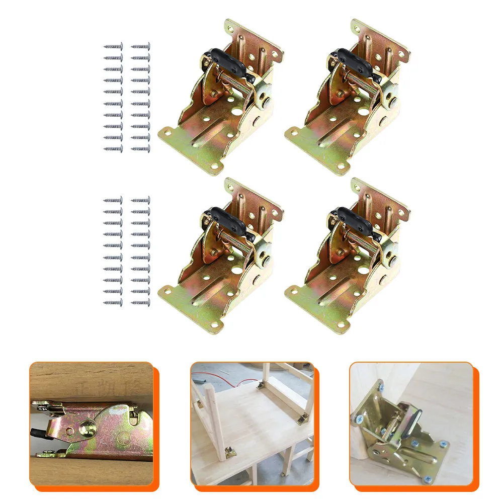 

4Pcs Heavy Duty Table Leg Hinge 90 Degree Locking Folding Bracket for Adjustable Height Desk Chair Foldable Furniture Hardware