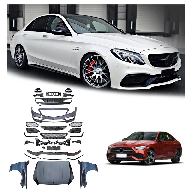 

Xds High Quality Front And Rear Bumper Body Kit Centre Grille Conversion Body Kit For C-Class W205 Late To C63 Amg 201