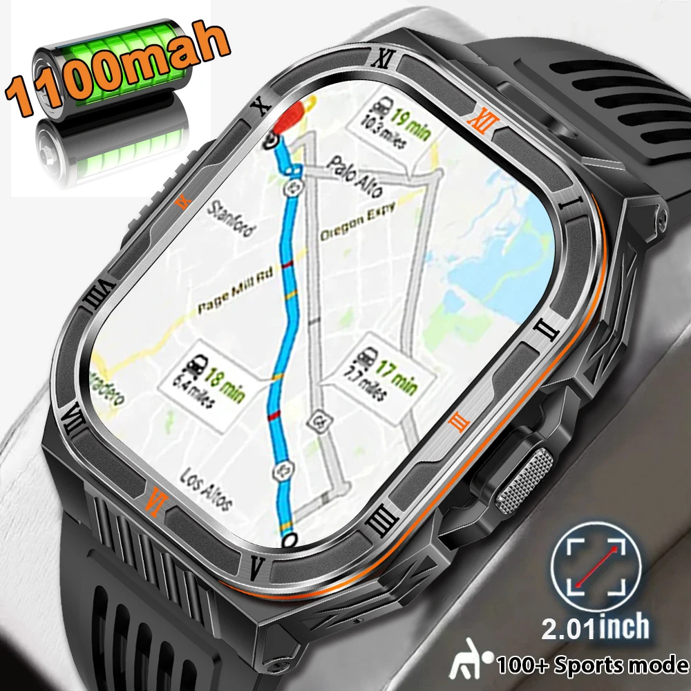 

2026 New Smart Watch Men 1100 mAh Large battery with Flashlight Sports Compass Bluetooth Call Man for Android iOS Smartwatch