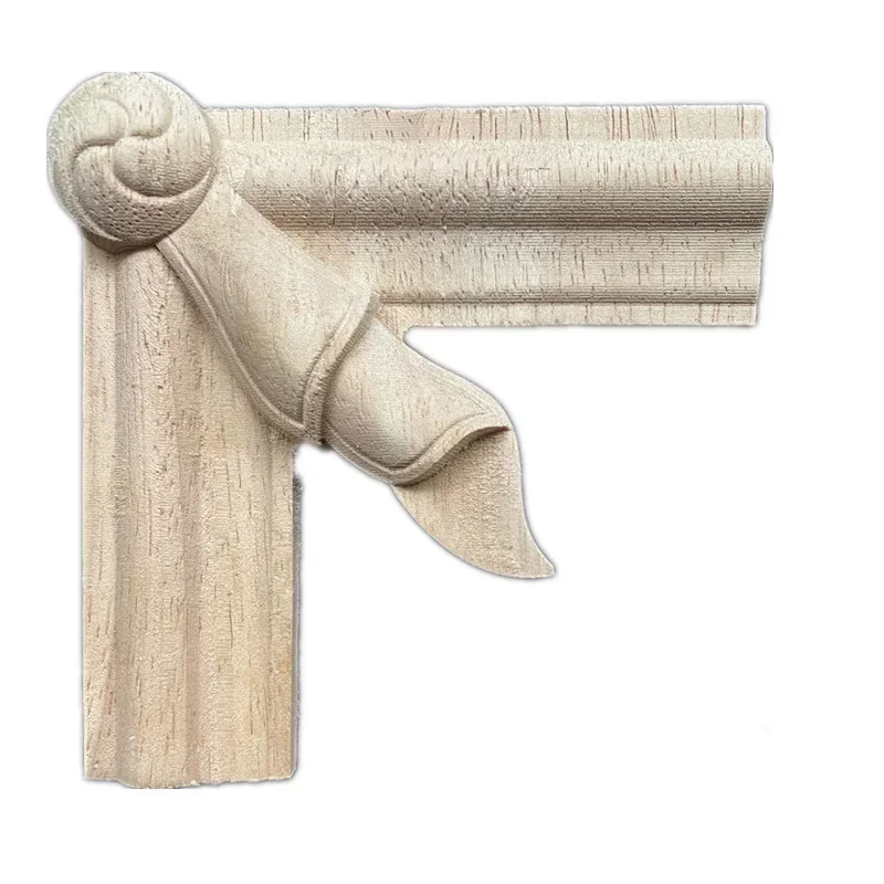 10cm Chinese Wind Wood Carved Corner Applique Unpainted Furniture Decorative Figurines Wooden Miniature Vintage Home Decor