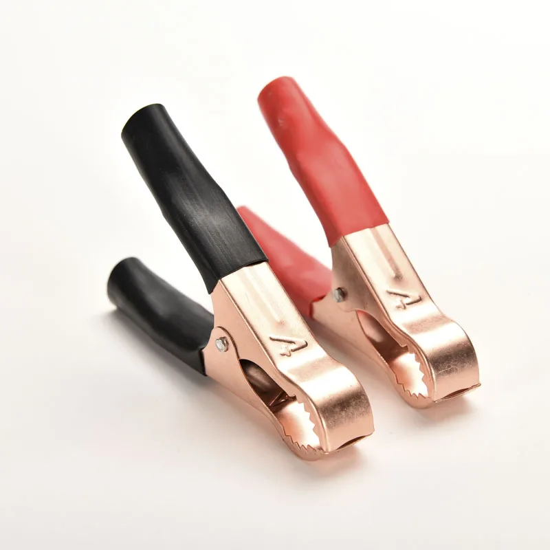 2Pcs Red&Black Car Battery Test Lead Clips Crocodile Alligator Clamps 50A 80mm【Homeclub】