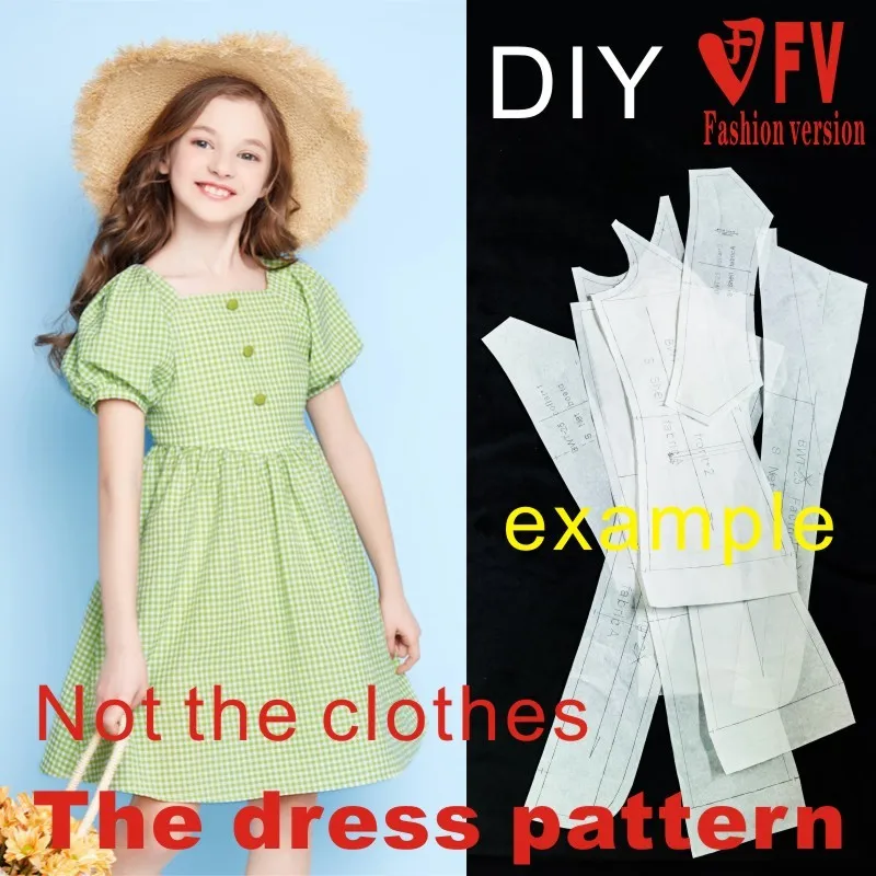 Physical paper sample 1:1 children's clothing square collar dress sewing diagram CLQ20