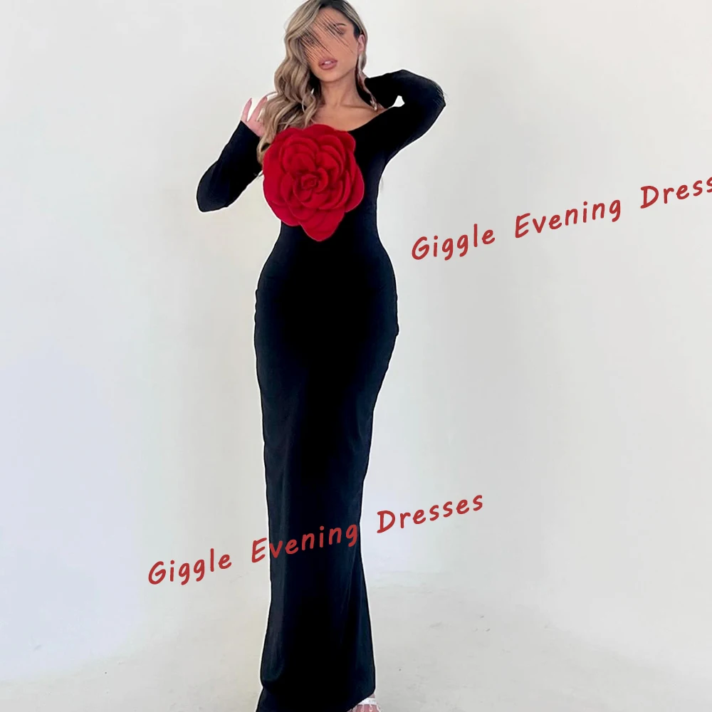 

Giggle Velour O-Neck Flower Close-Fitting Prom Gown Saudi Arab Elegance Pretty Ankle-Length Evening Party Dresses for Women 2024