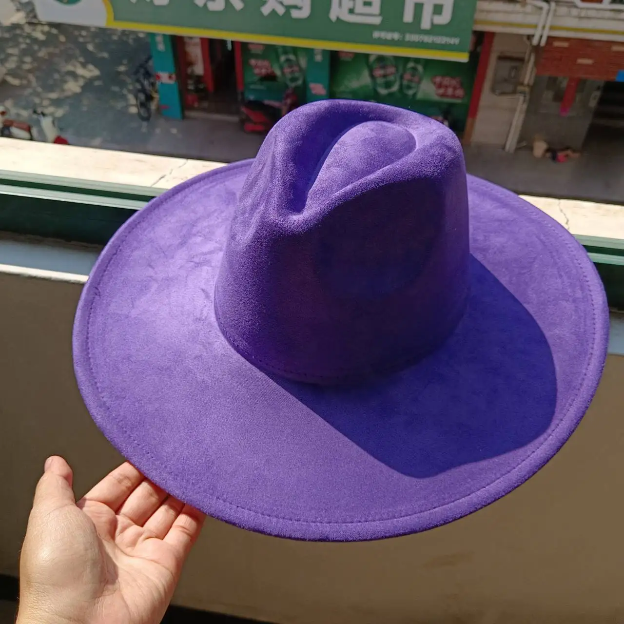 Suede hat Rose Red Large Edge Droplet Top 9.5cm Hemline Fashion Hat Unisex Suede Jazz Hat  sombrero mujer  모자