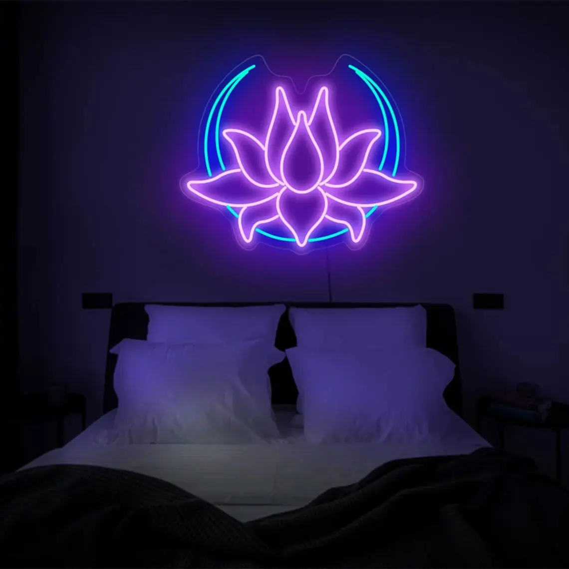 

Lotus Neon Sign Moon Lotus Flower Home Sign Wall Art Decor Bar Shop Club Sign Birthday Gift Neon Kids Baby Room Night Neon