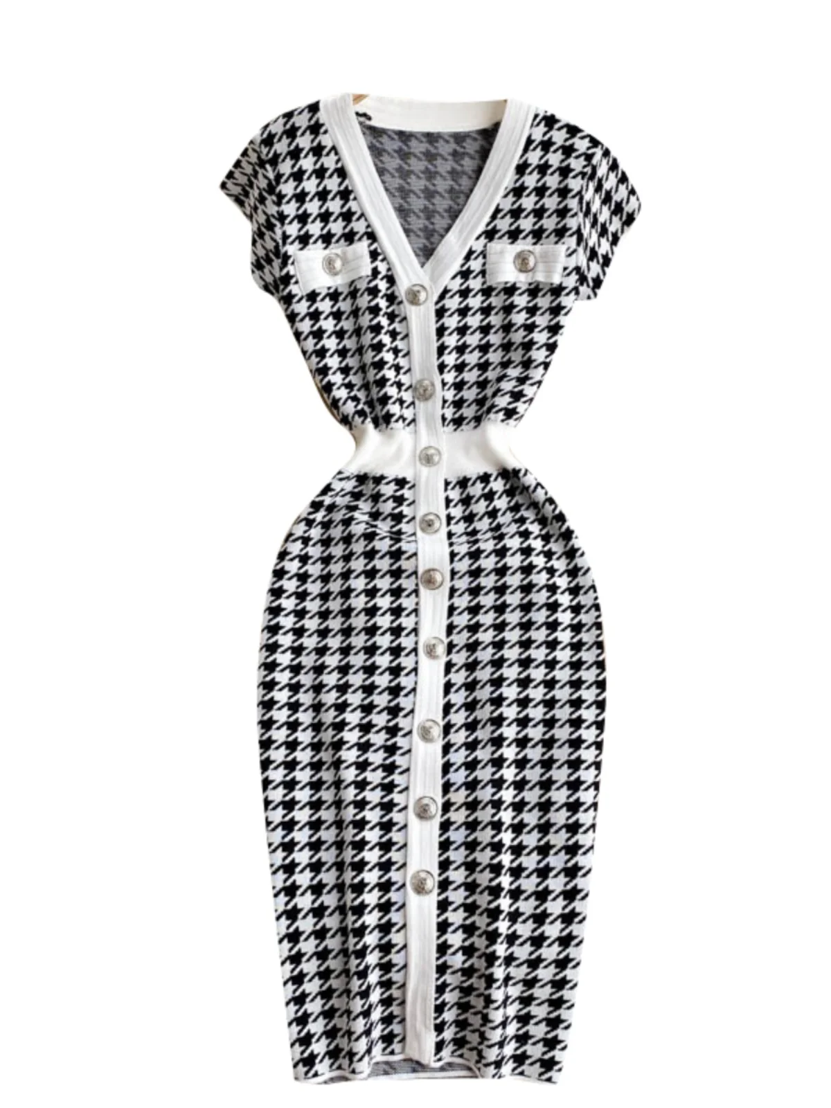 Retro lavorato a maglia Dr Vita stretta Autunno Nuovo Sle V-Ne Button Slim di media lunghezza Wrap Body Gonna Donna Casual Faion