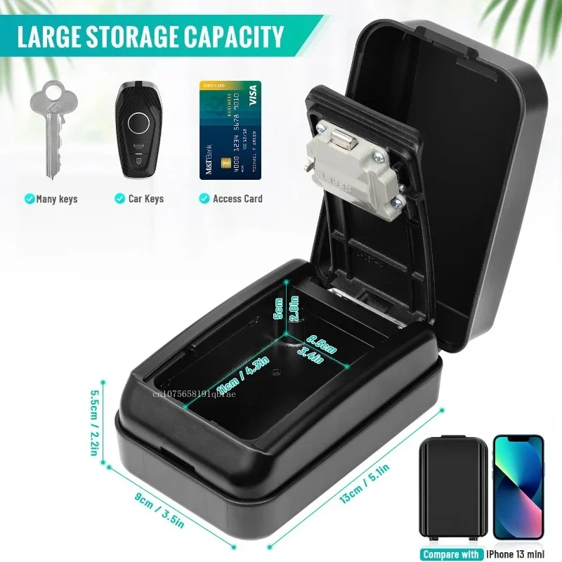 4 Digit Resettable Combination Password Security Key Box Zinc Alloy Key Storage Box Key Cabinet for Home Garage School