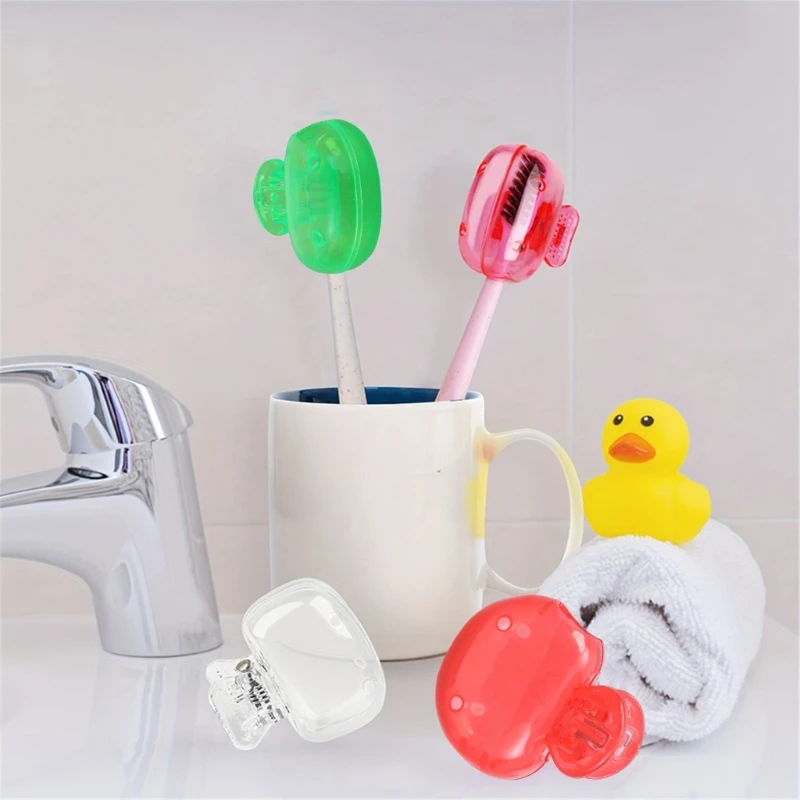 

Set of 5 Multipurpose Travel Toothbrush Case Clear Portable Holder Protectors for Camping Gym Business Trip Use