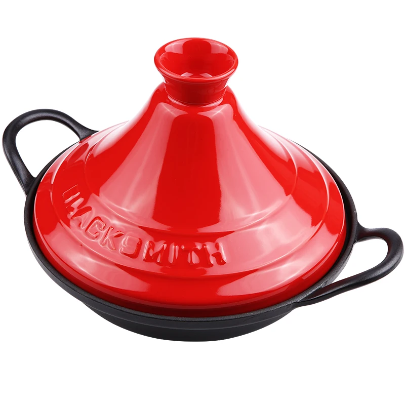 Moroccan Tagine Enameled Cast Iron Cooking Pot 27cm Tajine with Ceramic Cone-Shaped Lid 3 QT Casserole Dish For Cooking and Stew