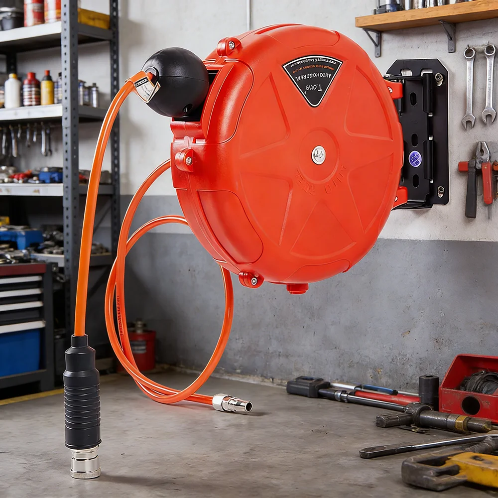 

Automatic Retractable Air Hose Reel with 10M Air Hose Slow Retraction for Outdoor Car Washing Workshop Garage Garden Watering