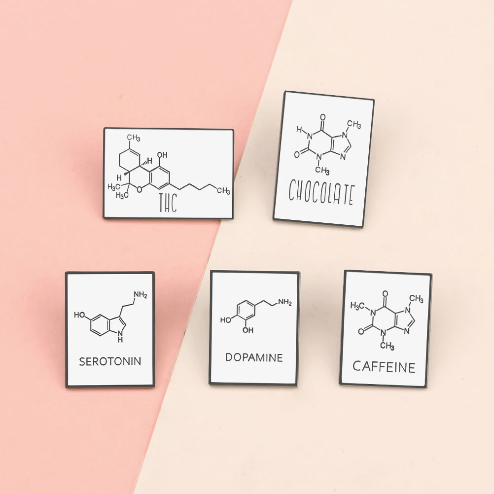 Chemical Brooches Cartoon Equation Chemistry Science Badge Denim Enamel Lapel Pins Jewelrys Decoration Gifts Creative Wholesale