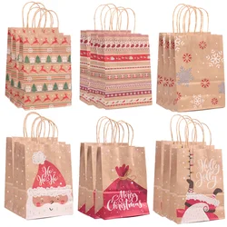 5/10pcs Kraft Paper Gift Bags Santa Claus Tree Christmas Candy Cookie Packaging Bag Boxes Natal 2025 New Year Navidad Home Decor