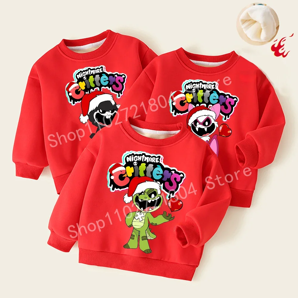 Sudadera navideña de Nightmare Critters, jersey con estampado de Anime, moda cálida de invierno, ropa de Navidad para niños y niñas, Tops de cuello redondo