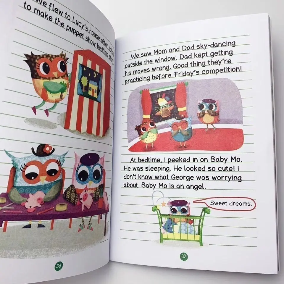 17 libri/set Gufo Diari Libro illustrato in inglese Bambini Prima educazione Apprendimento infantile Diario di scrittura Ragazze di età 6-12 anni