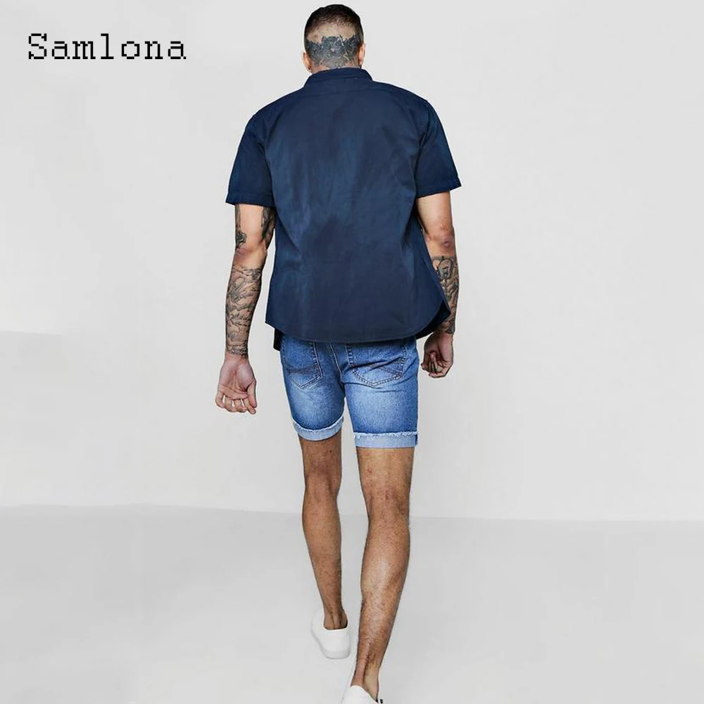 Men Sexy Lace-Up Ripped Demin Shorts Skinny Fashion Crimping Hotpants Latest Summer Model Stand Pocket Jean Shorts Clothing 2022