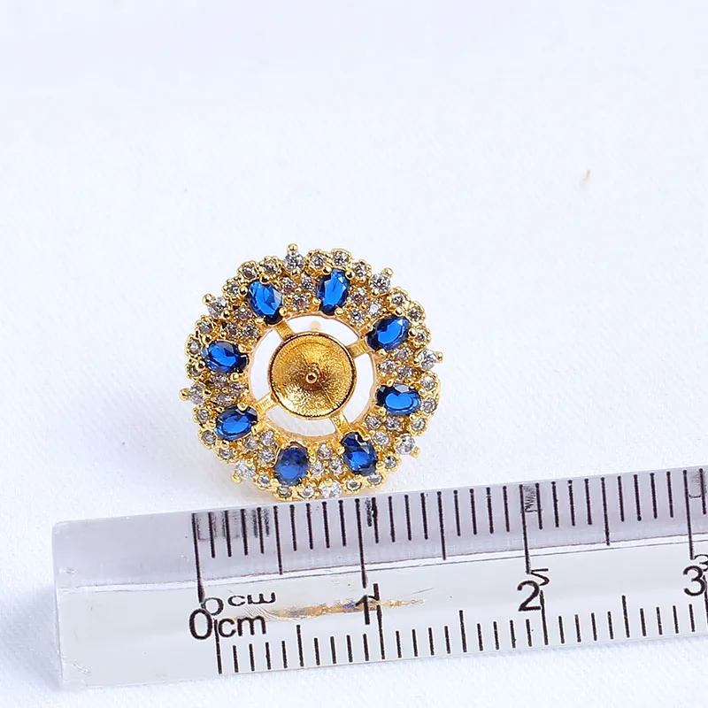 DIY Pearl Accessories 14K Gold-wrapped Bright Seiko Zircon Pearl Stud Earrings S925 Silver Needle Empty Support Jewelry Elegant