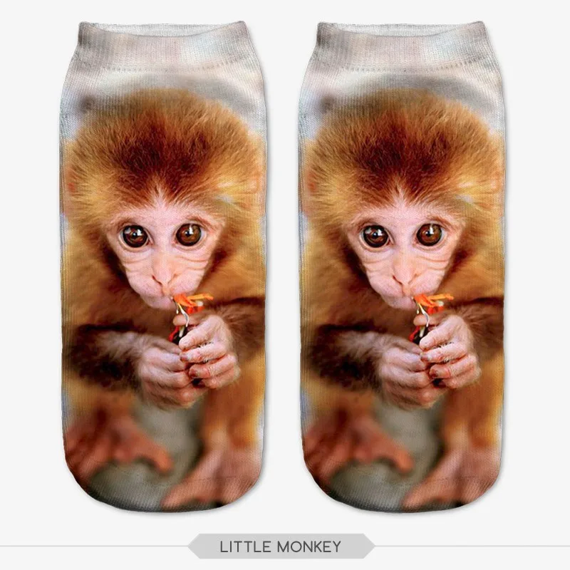 Nowy 3D Printi kobiety Unisex śliczne skarpetki krótkie w wielu kolorach na co dzień zabawny pies chomik małpa sowa Sokken