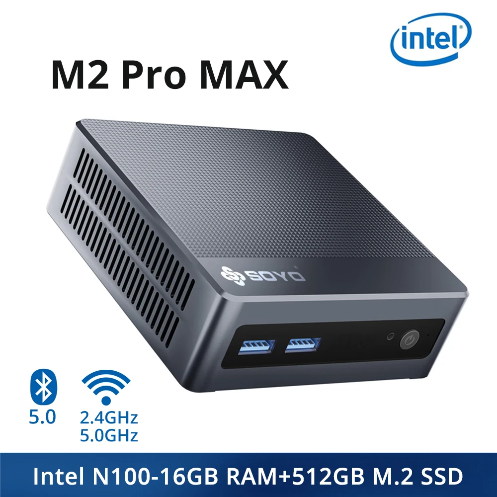 SOYO M2 프로 맥스 미니 PC, 인텔 N100, 최대 3.4Ghz, 16GB DDR4