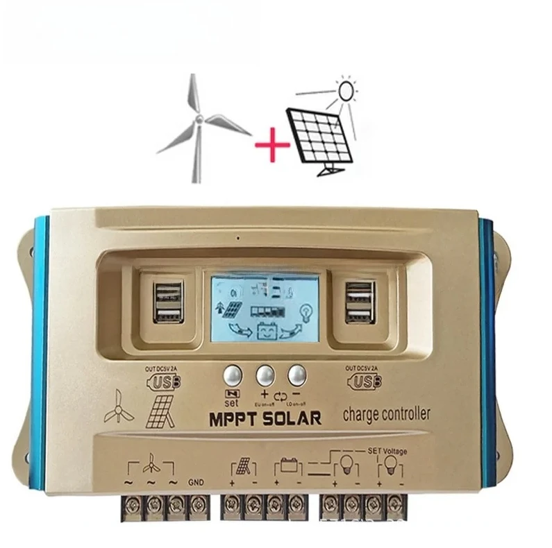 Wind Solar Hybrid Charge Controller 24/36/48/60V Buck-Boost Off-Grid PV Controller