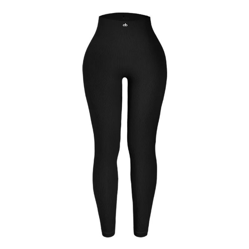 Women Ribbed Seamless Yoga Leggings High Waist Hip‑Lifting High Elastic Slim Tights for Gym Training Running Fitness Sports Pant