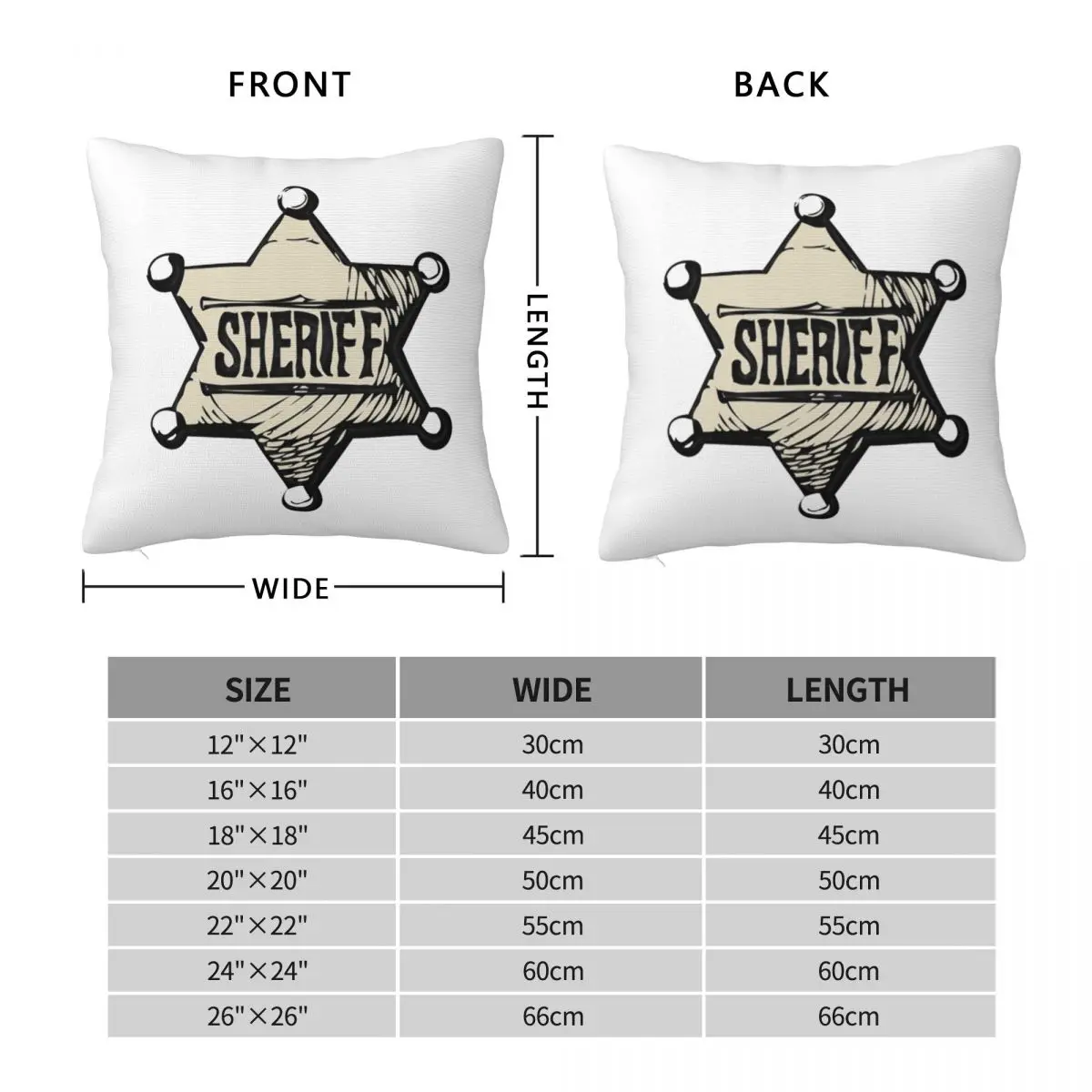 Western Era Sheriff Badge Square Pillowcase Pillow Cover Cushion Decor Comfort Throw Pillow for Home Bedroom