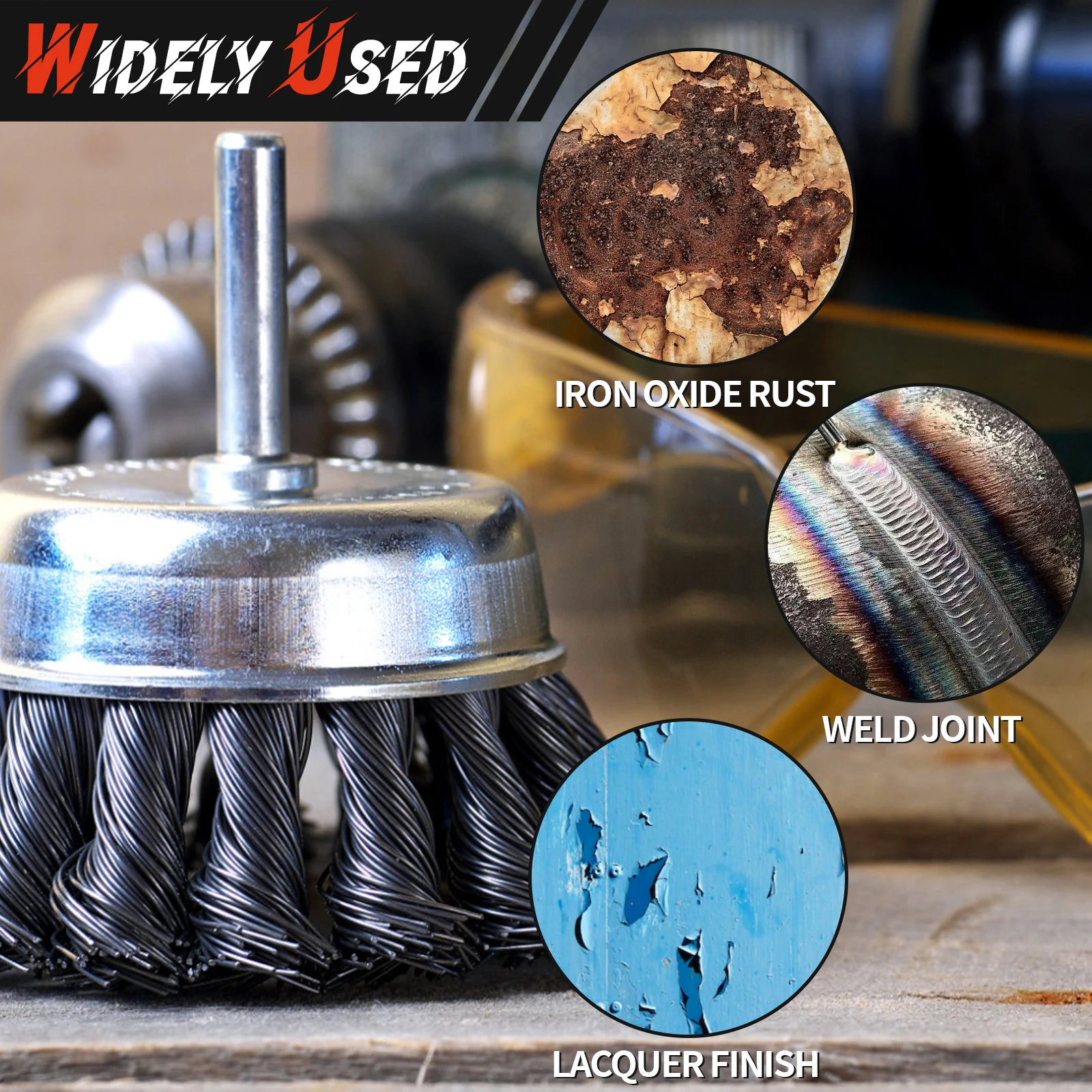 65/75/100mm Twist Knotted Wire Wheel Cup Brush end brush for Drill shank mounted 6mm Perfect For Rust Removal Corrosion Paint