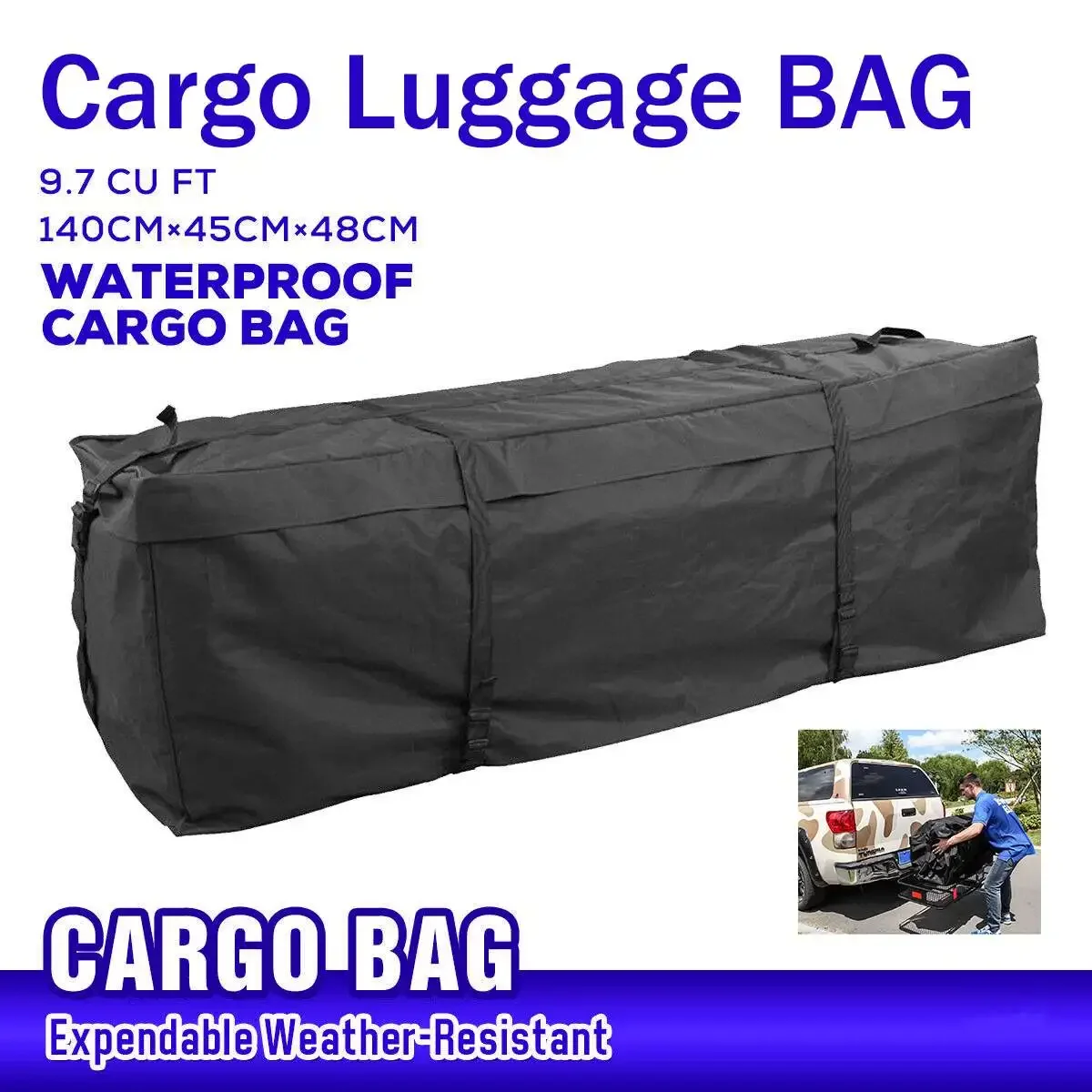 

140x45x48cm Waterproof Car Roof Top Bag Roof Top Bag Rack Cargo Carrier Luggage Storage Travel Waterproof SUV Van for Cars