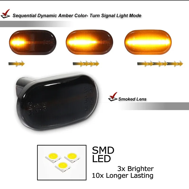 2Pcs Dynamic Sequential LED Side Marker Turn Signal Lights Plug‑and‑Play For Suzuki Jimny Sierra JB74W Mazda AZ‑Offroad