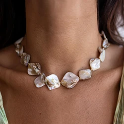 2024 New Fashion Simple Freshwater Shells Necklace For Women Vintage Elegant Beaded Temperament Necklace Wedding Party Jewelry